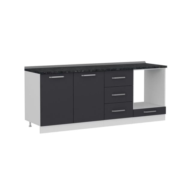 Minar 210 Cm Mutfak Dolabı Beyaz Antrasit 210-A6-Alt Modül