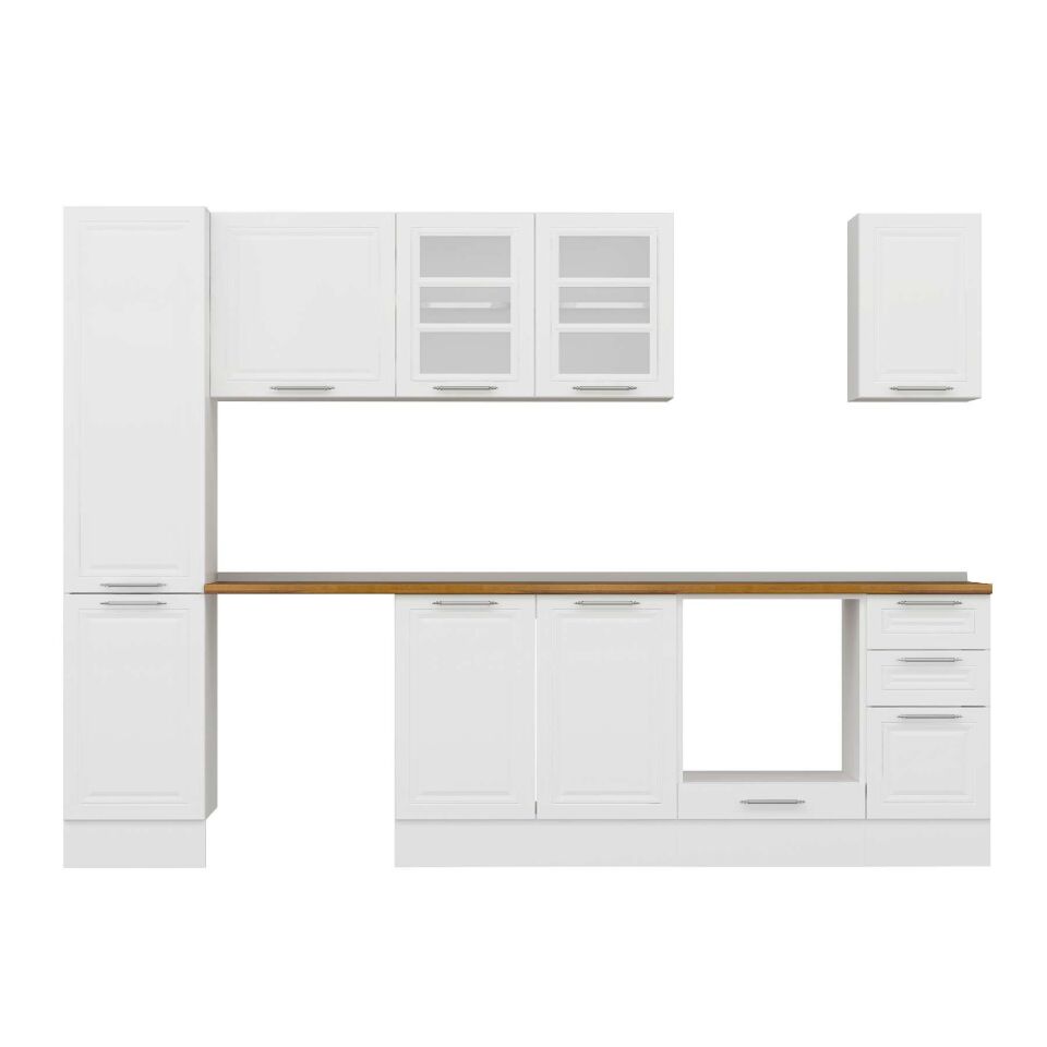 Alvinka 295X210 Cm Klasik Mebran Mutfak Dolabı Mb-E90B45S40-3 Mebran | Beyaz - Mdf