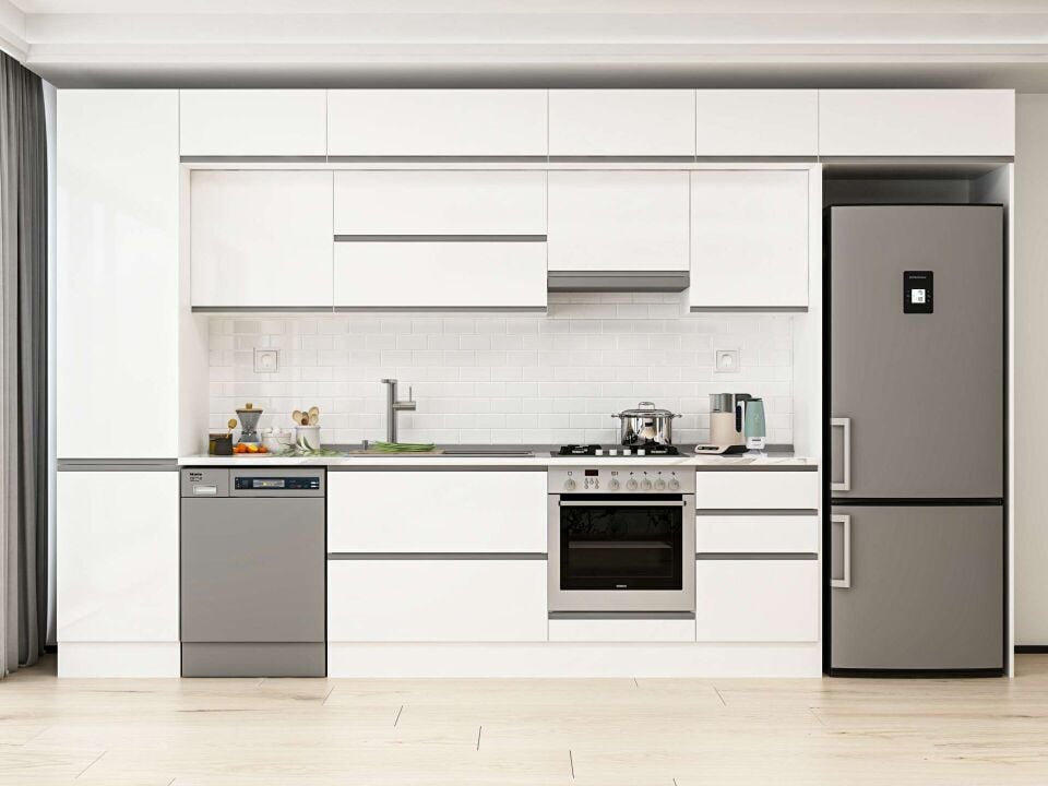 Alvinka 380X240 Cm High Gloss Mutfak Dolabı Mbb-E80B50S50-1