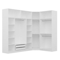 Minar Kale190 7 Kapaklı 2Ç Köşe Dolap + Yüklük Beyaz Mebran