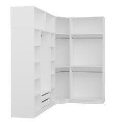 Minar Kale190 7 Kapaklı 2Ç Köşe Dolap + Yüklük Beyaz Mebran