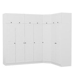 Minar Kale190 7 Kapaklı 2Ç Köşe Dolap + Yüklük Beyaz Mebran