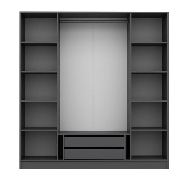 Kale Plus 4 Mebran Kapaklı 2Ç Dolap Antrasit Mebran Füme Cam