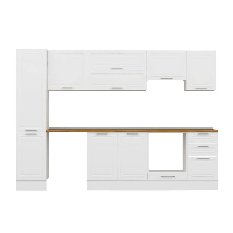 Alvinka 300X210 Cm Klasik Mebran Mutfak Dolabı Mb-E90B45S45-1 Mebran | Beyaz - Suntalam