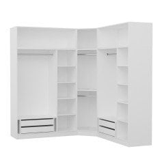 Minar Kale190 7 Kapaklı 4Ç Köşe Dolap + Yüklük Beyaz Mebran