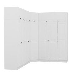 Minar Kale190 8 Kapaklı 4Ç Köşe Dolap + Yüklük Beyaz Mebran 255CM