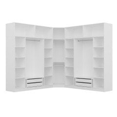 Minar Kale190 9 Kapaklı 4Ç Köşe Dolap + Yüklük Beyaz Mebran