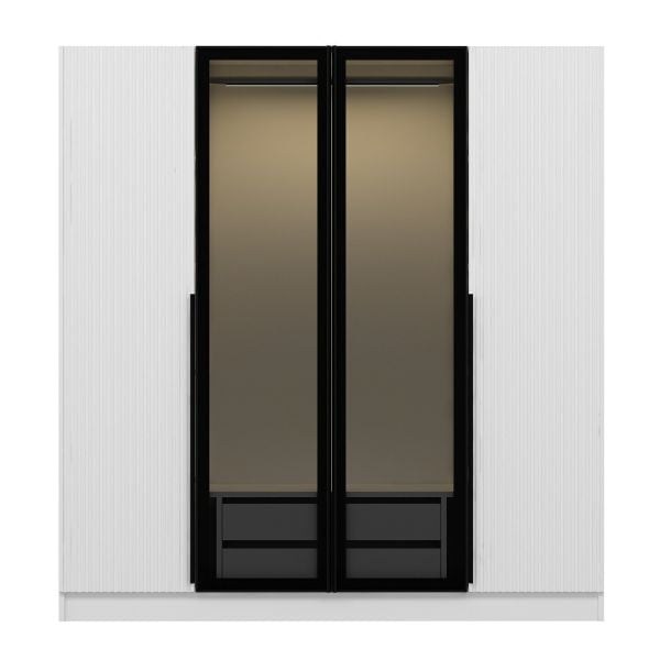 Kale Plus 4 Mebran Kapaklı 2Ç Dolap Beyaz Mebran Füme Cam