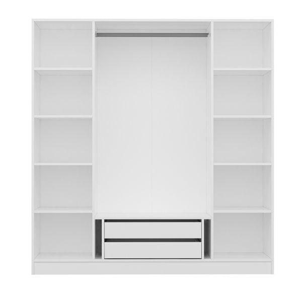 Kale Plus 4 Mebran Kapaklı 2Ç Dolap Beyaz Mebran Füme Cam