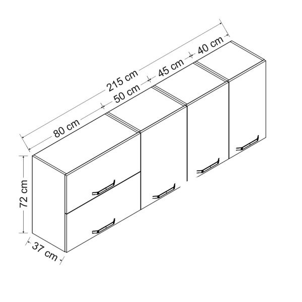 Minar 215 Cm Mutfak Dolabı Beyaz 215-B1-Üst Modül
