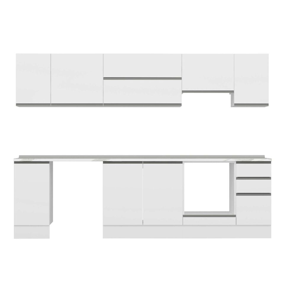 Alvinka 280X210 Cm High Gloss Mutfak Dolabı M-E80S40S40-1 High Gloss | Beyaz - Mdf