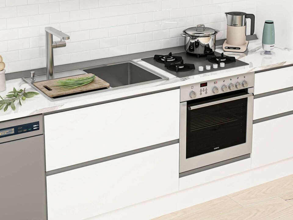 Alvinka 385X240 Cm High Gloss Mutfak Dolabı Mb-E90S45S50-3 High Gloss | Beyaz - Mdf