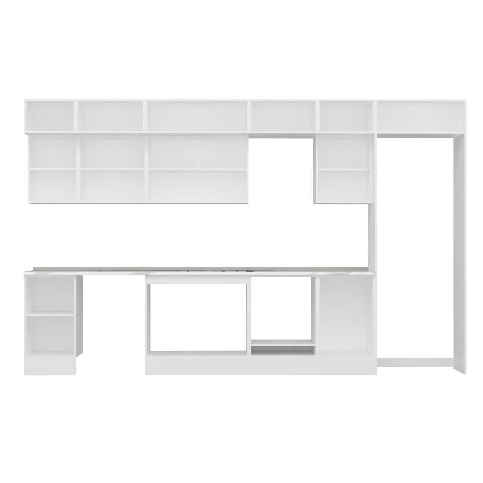 Alvinka 385X240 Cm High Gloss Mutfak Dolabı Mb-E90S45S50-3 High Gloss | Beyaz - Mdf