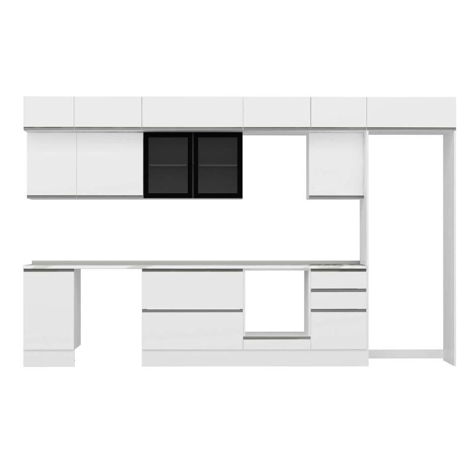 Alvinka 385X240 Cm High Gloss Mutfak Dolabı Mb-E90S45S50-3 High Gloss | Beyaz - Mdf