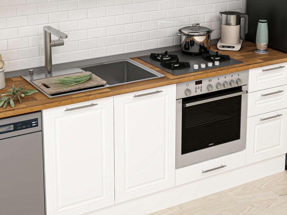 Alvinka 285X210 Cm Klasik Mebran Mutfak Dolabı Beyaz Beyaz Mb-E80B45S40-1