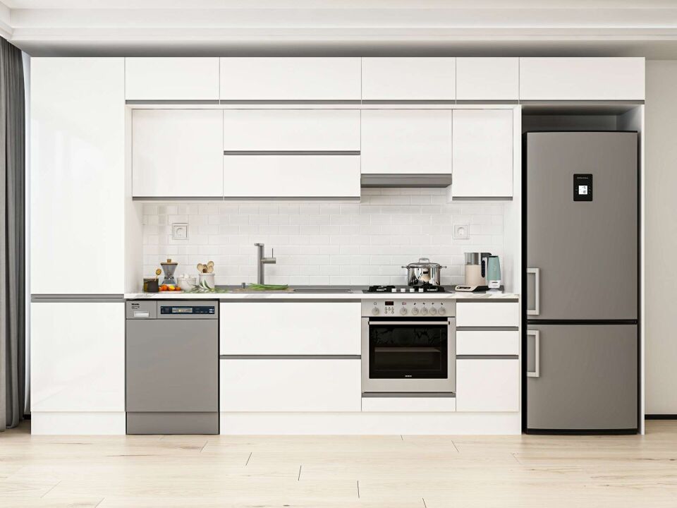 Alvinka 380X240 Cm High Gloss Mutfak Dolabı Mbb-E80B60S40-1