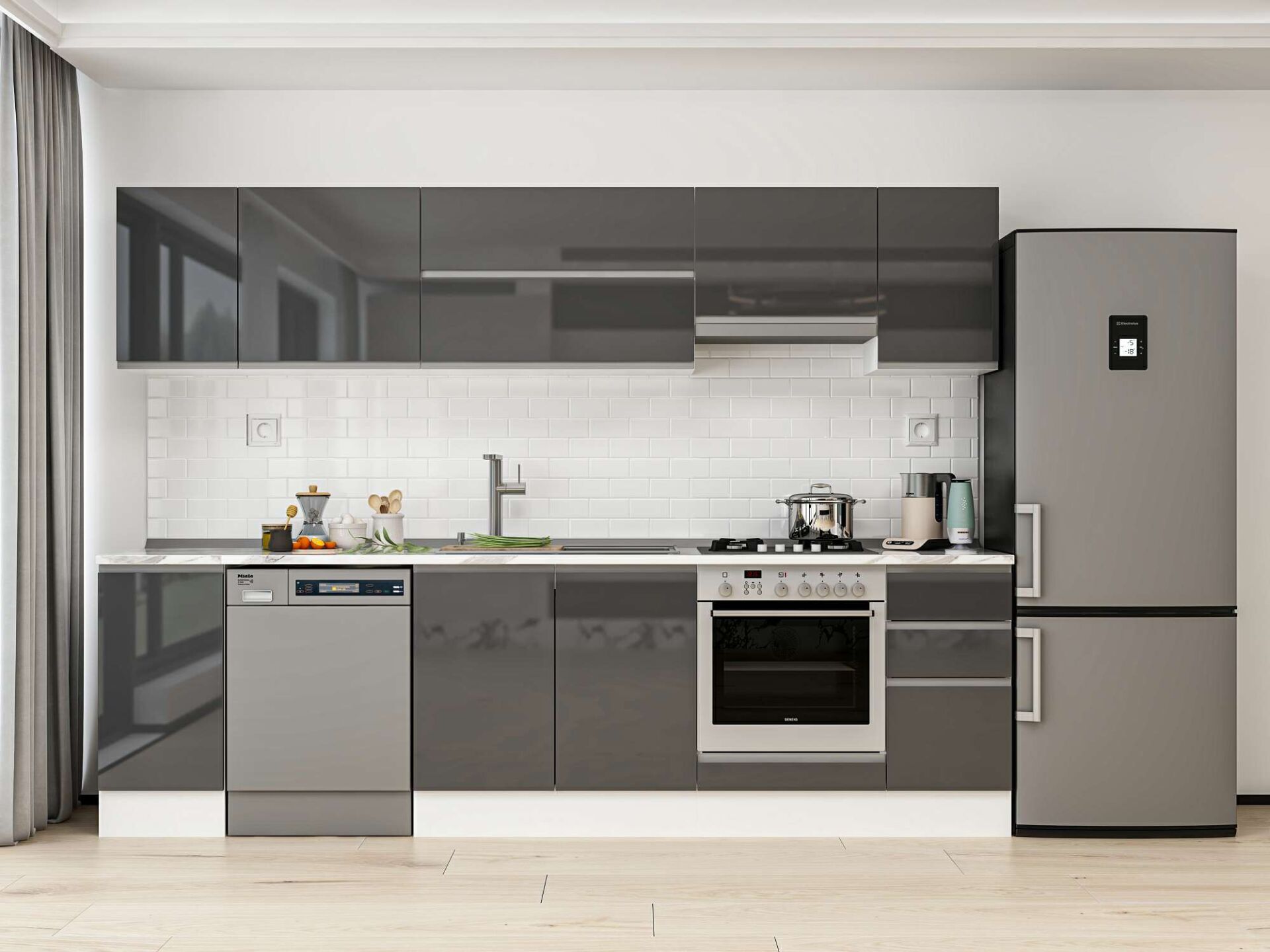Alvinka 280X210 Cm High Gloss Mutfak Dolabı M-E80S40S40-1 High