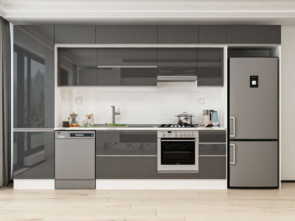 Alvinka 380X240 Cm High Gloss Mutfak Dolabı Mbb-E80B60S40-1
