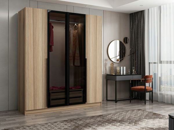 Kale Plus 4 Kapaklı 2Ç Dolap Dore Plus Dore Füme Cam
