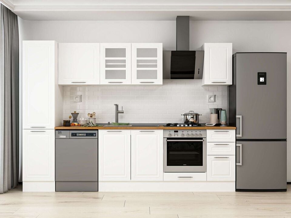 Alvinka 285X210 Cm Klasik Mebran Mutfak Dolabı Beyaz Beyaz Mb-E80B45S40-3