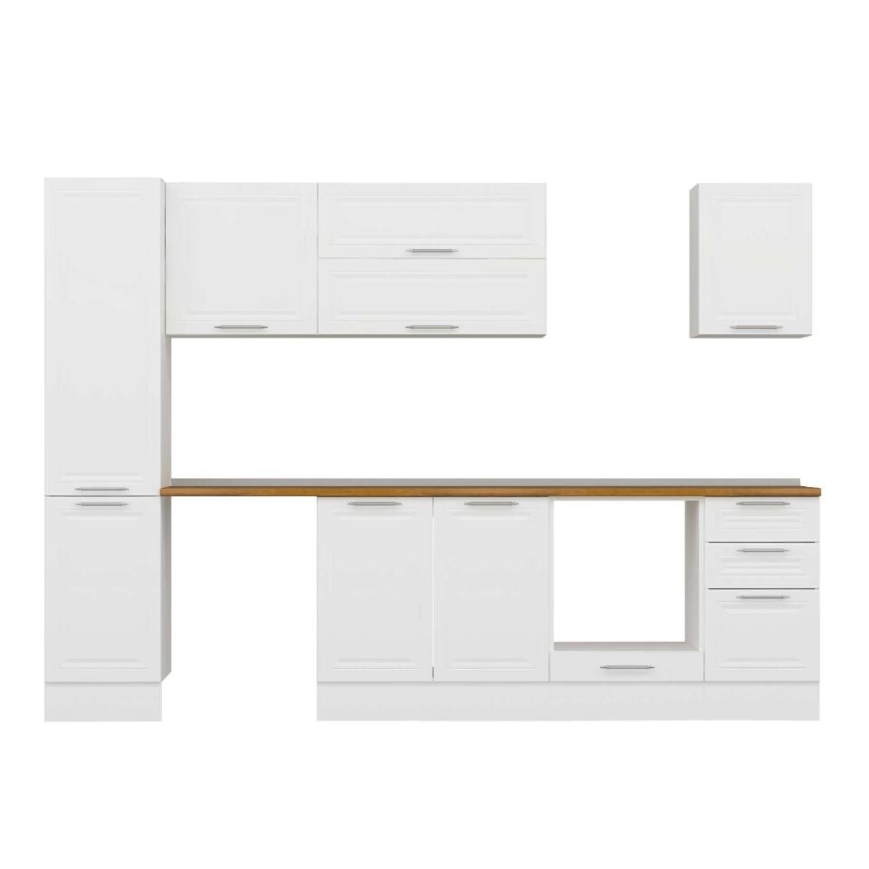 Alvinka 300X210 Cm Klasik Mebran Mutfak Dolabı Mb-E90B45S45-2 Mebran | Beyaz - Suntalam
