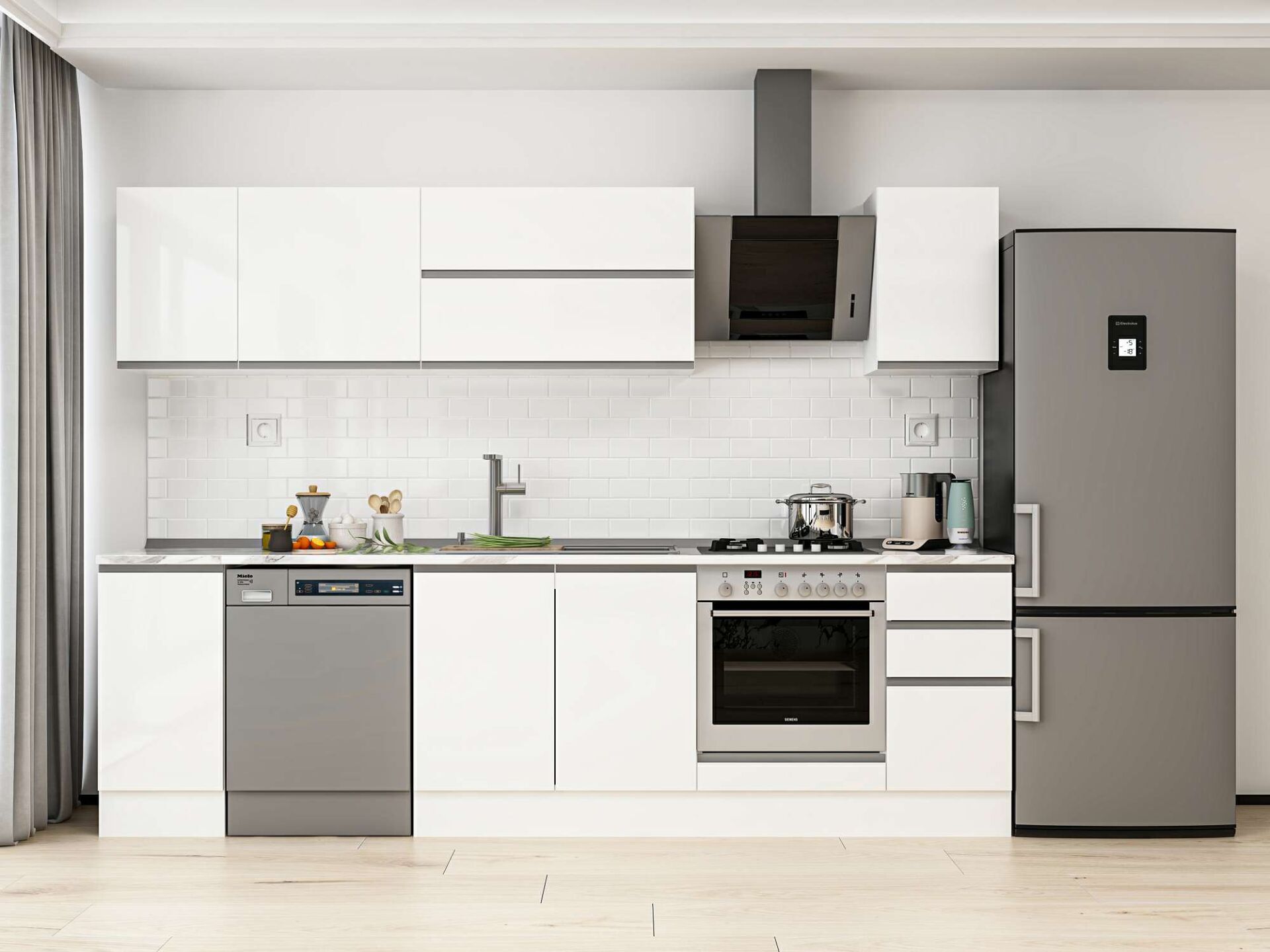 まゆページ Alvinka 280X210 Cm High Gloss Mutfak Dolabı M-E80S40S40-2 High