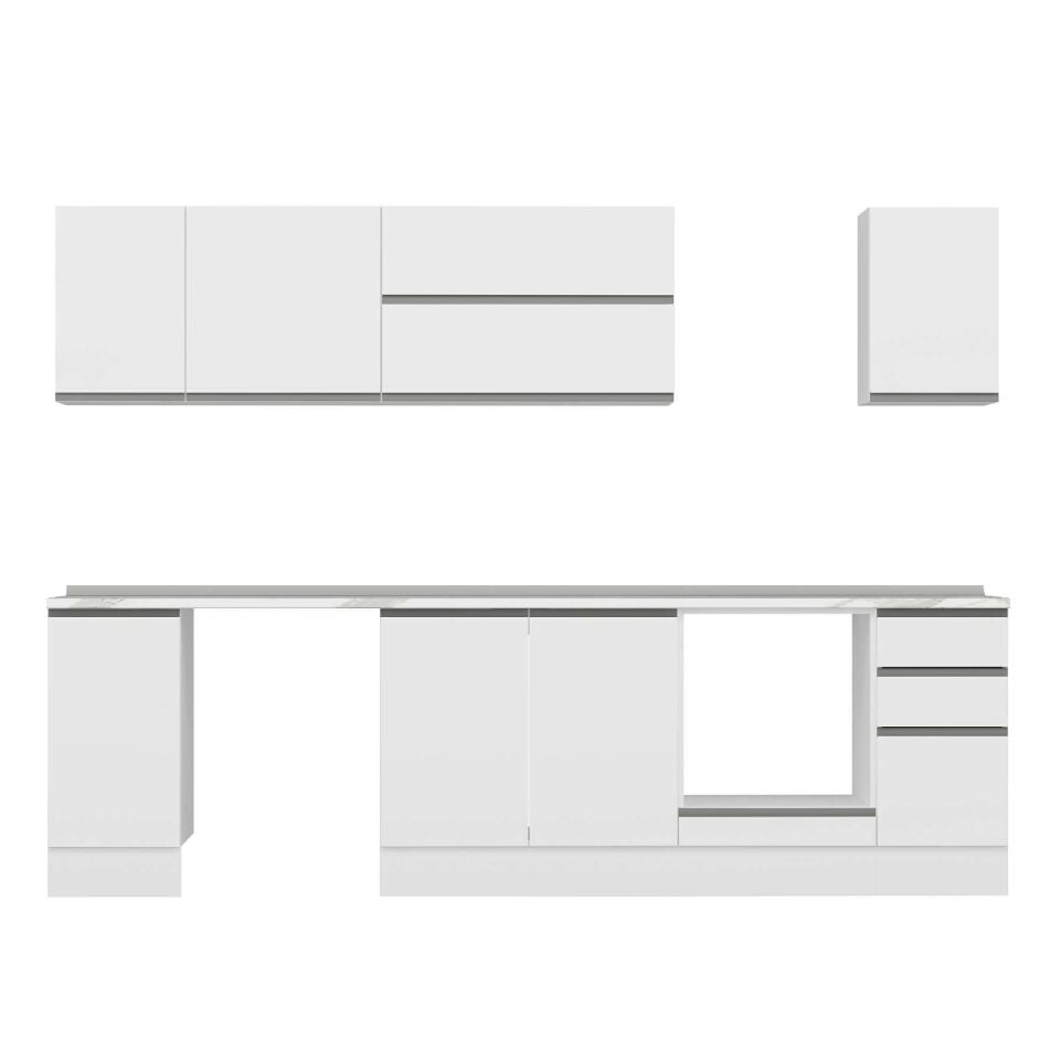 Alvinka 280X210 Cm High Gloss Mutfak Dolabı M-E80S40S40-2 High Gloss | Beyaz - Mdf