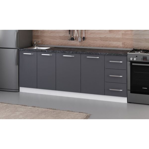 Minar 215 Cm Mutfak Dolabı Beyaz Antrasit 215-A1-Alt Modül