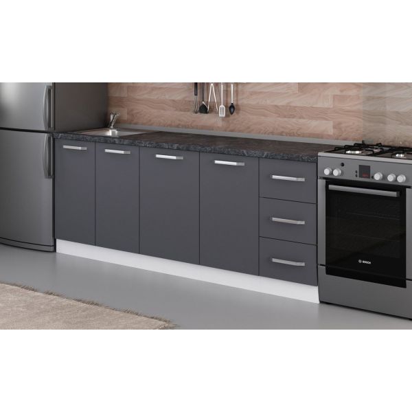 Minar 215 Cm Mutfak Dolabı Beyaz Antrasit 215-A1-Alt Modül