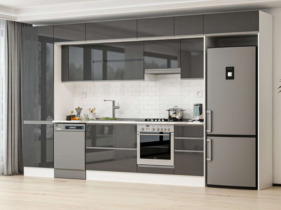 Alvinka 385X240 Cm High Gloss Mutfak Dolabı Mbb-E80B60S45-1