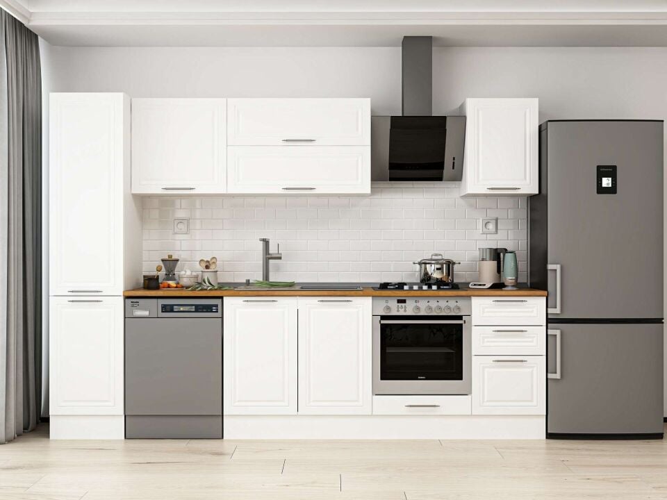 Alvinka 290X210 Cm Klasik Mebran Mutfak Dolabı Beyaz Beyaz Mb-E80B45S45-2