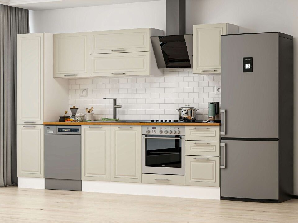 Alvinka 290X210 Cm Klasik Mebran Mutfak Dolabı Beyaz Beyaz Mb-E80B45S45-2