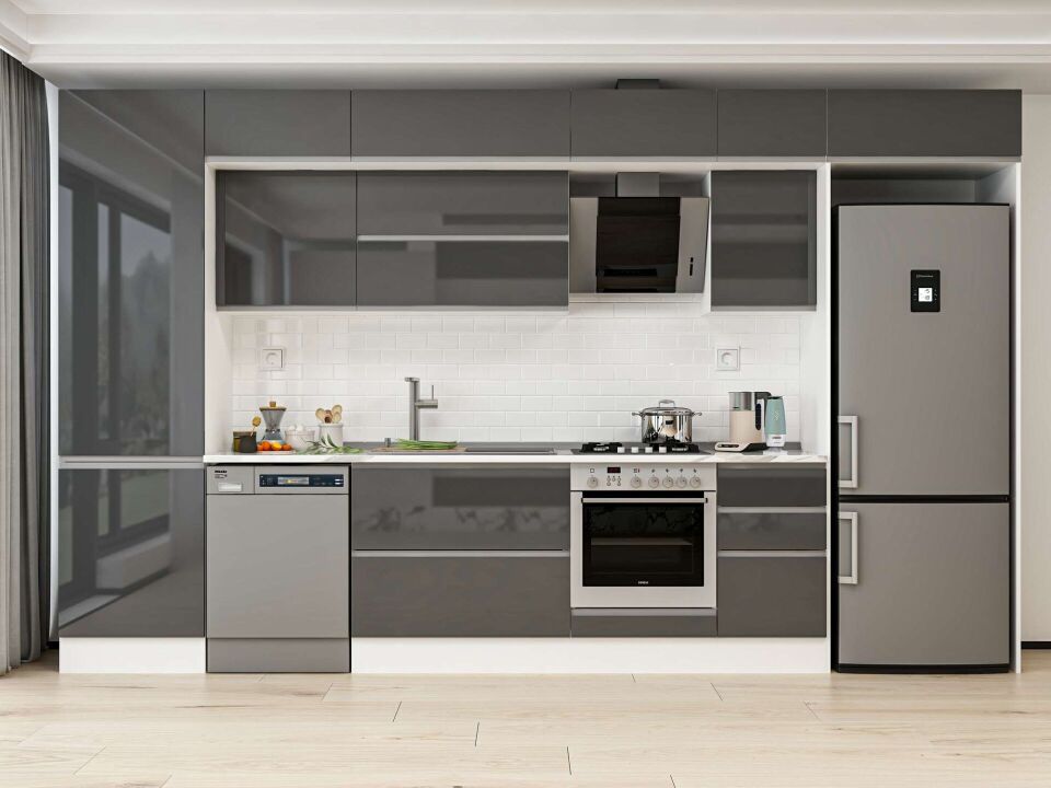 Alvinka 385X240 Cm High Gloss Mutfak Dolabı Mbb-E80B60S45-2