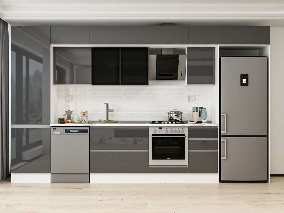 Alvinka 385X240 Cm High Gloss Mutfak Dolabı Mbb-E80B60S45-3