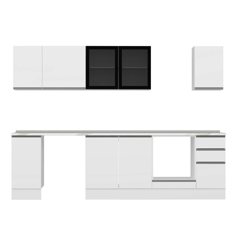 Alvinka 280X210 Cm High Gloss Mutfak Dolabı M-E80S40S40-3 High Gloss | Beyaz - Mdf