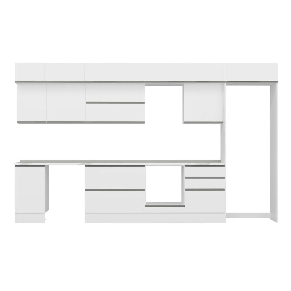 Alvinka 395X240 Cm High Gloss Mutfak Dolabı Mb-E90S45S60-2 High Gloss | Beyaz - Mdf