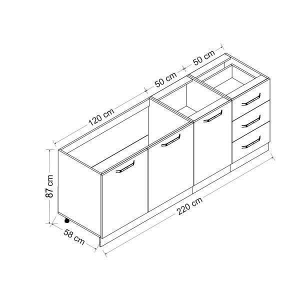 Minar 220 Cm Mutfak Dolabı Beyaz 220-B1-Alt Modül