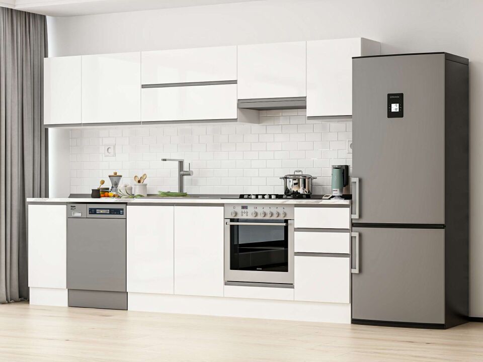 Alvinka 285X210 Cm High Gloss Mutfak Dolabı M-E80S40S45-1 High Gloss | Beyaz - Suntalam