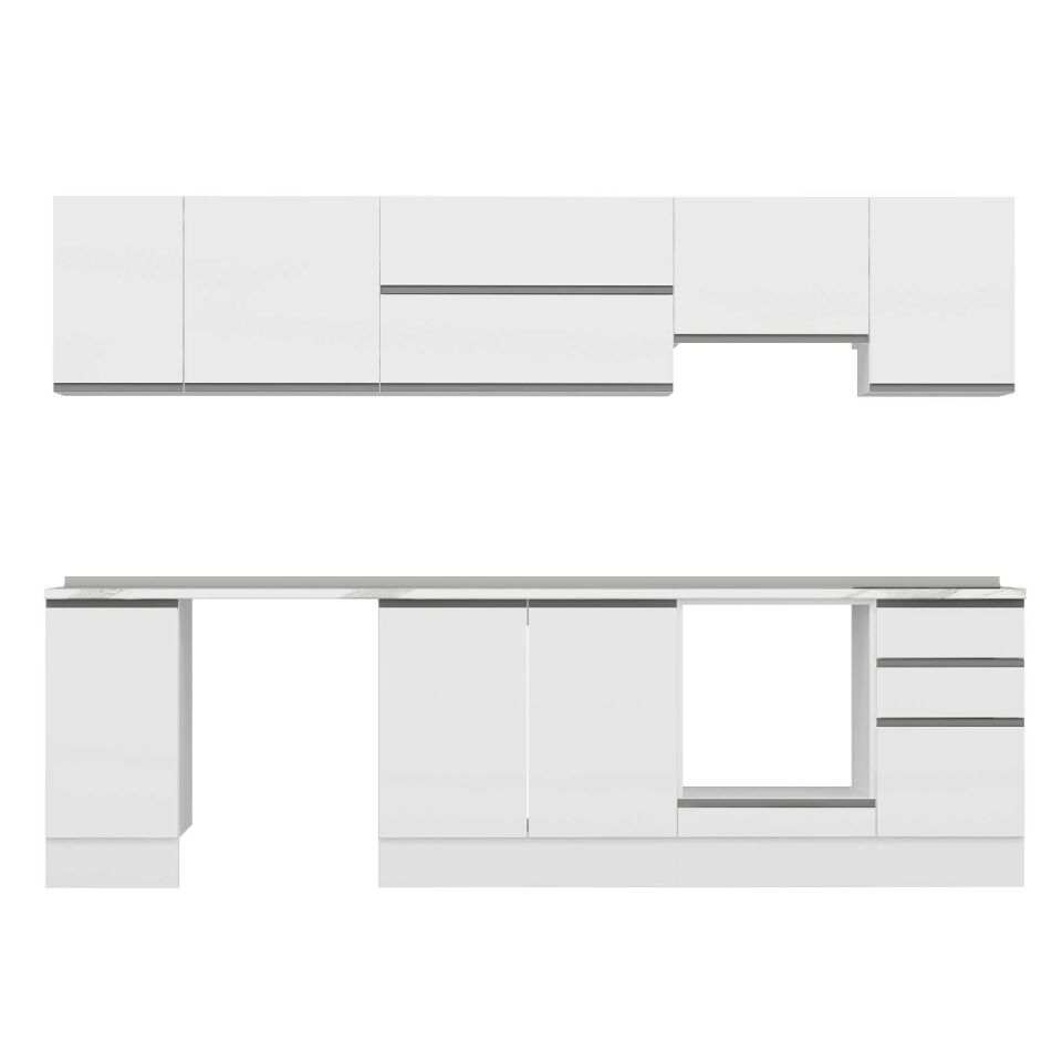 Alvinka 285X210 Cm High Gloss Mutfak Dolabı M-E80S40S45-1 High Gloss | Beyaz - Mdf