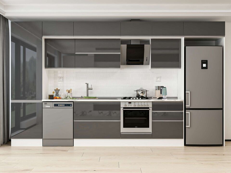 Alvinka 400X240 Cm High Gloss Mutfak Dolabı Mbb-E80B60S60-2
