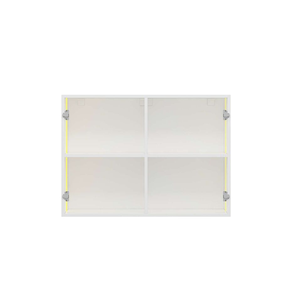 Alvinka Mutfak Ledli Modül Üst 2Dk1R 100-H72Cm Mbr C Cam  Beyaz Kum Mdf Gövde