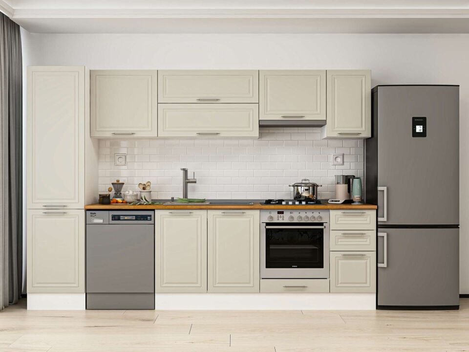 Alvinka 290X210 Cm Klasik Mebran Mutfak Dolabı Beyaz Beyaz Mb-E80B50S40-1