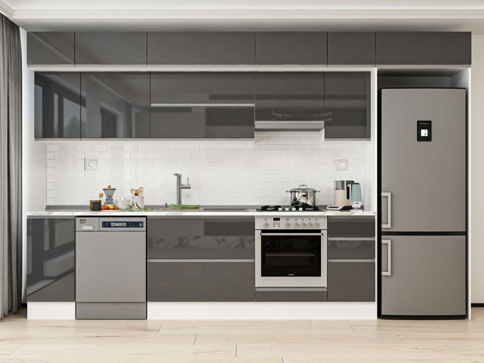 Alvinka 370X240 Cm High Gloss Mutfak Dolabı Mb-E90S40S40-1