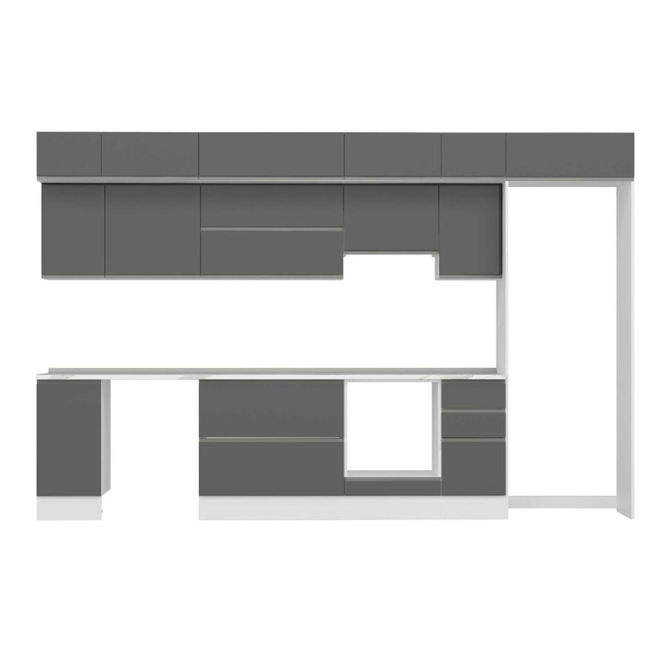 Alvinka 370X240 Cm High Gloss Mutfak Dolabı Mb-E90S40S40-1