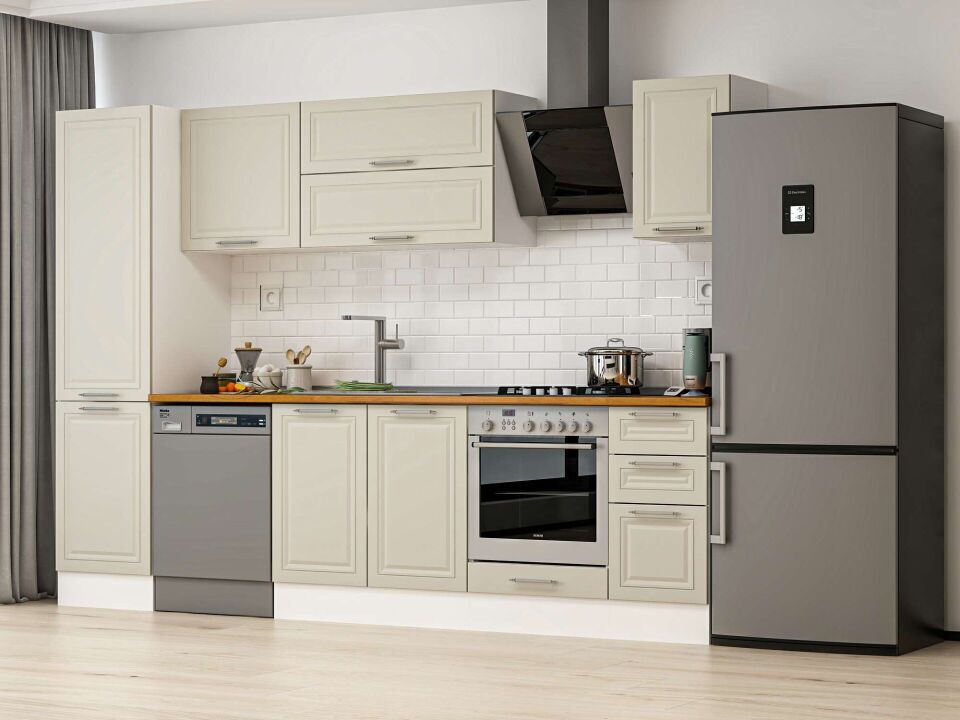 Alvinka 290X210 Cm Klasik Mebran Mutfak Dolabı Beyaz Beyaz Mb-E80B50S40-2