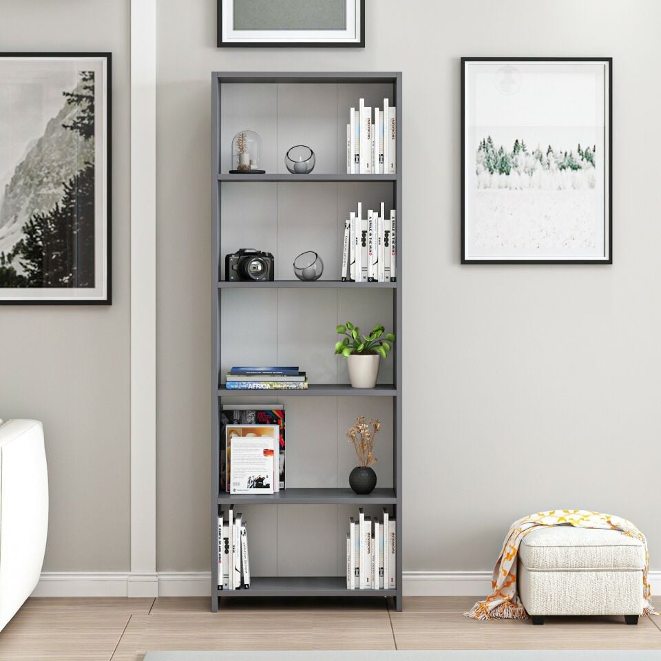 Minar 5 Raflı Kitaplık - Antrasit