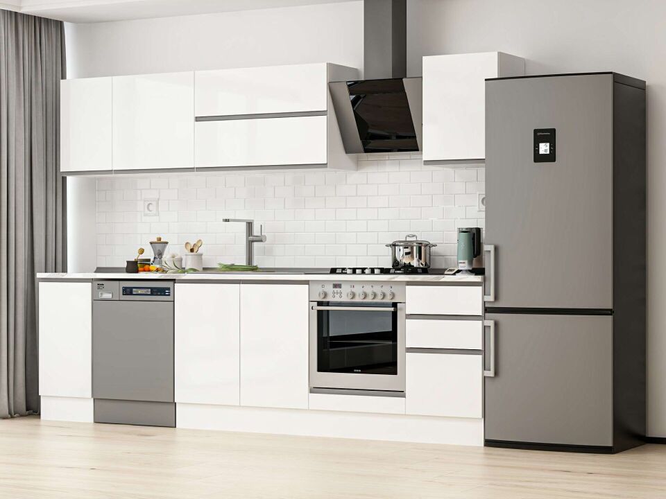 Alvinka 285X210 Cm High Gloss Mutfak Dolabı M-E80S40S45-2 High Gloss | Beyaz - Suntalam