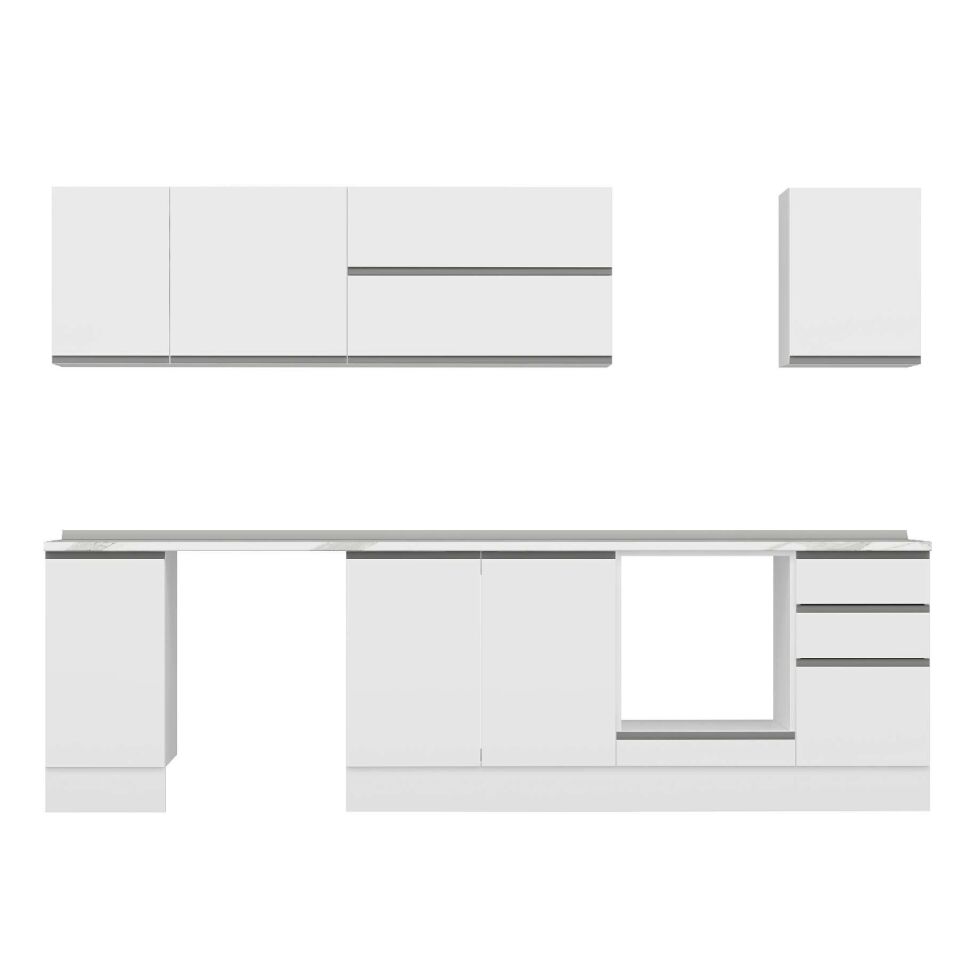 Alvinka 285X210 Cm High Gloss Mutfak Dolabı M-E80S40S45-2 High Gloss | Beyaz - Suntalam