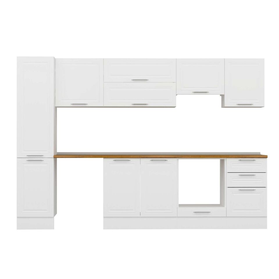 Alvinka 305X210 Cm Klasik Mebran Mutfak Dolabı Mb-E90B45S50-1 Mebran | Beyaz - Suntalam