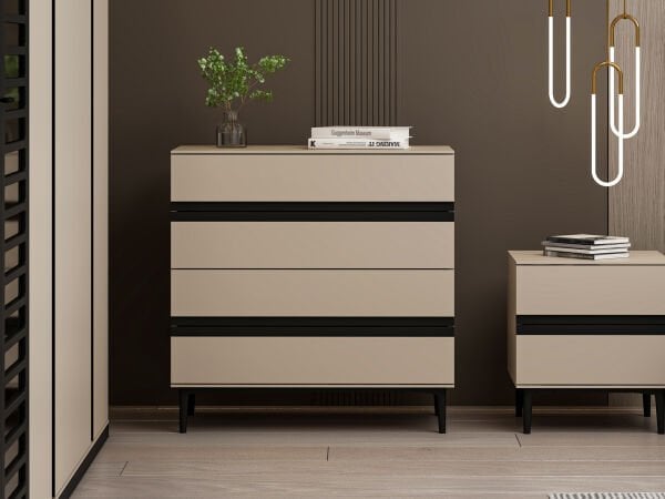 Star Şifonyer 4C Soft - Kumtası Siyah